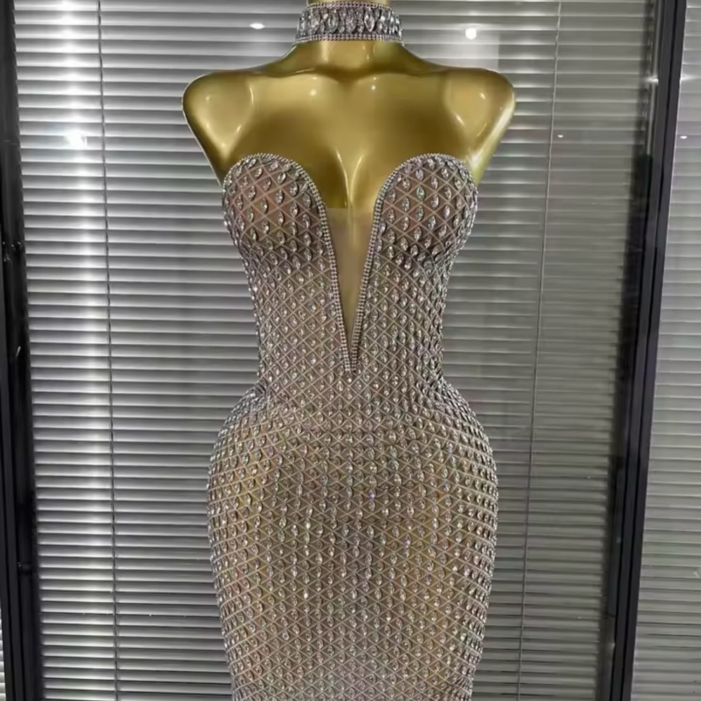 Diamond💎 Embellished Strapless Evening Dress - Picture 2 of 7